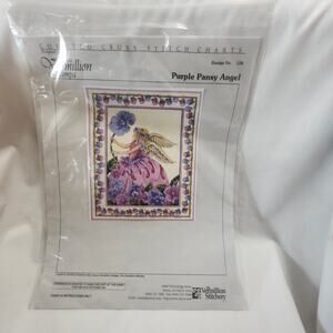 Purple Pansy Angel The Vermillion Stitchery Counted Cross Stitch Chart 126 B16